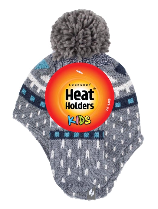 Calentadores - Niños al aire libre de imitación de piel Pom Pom Sombrero con orejeras y guantes Mittens - Pebble Melange - Image 2