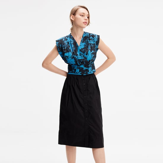 Buttoned straight skirt in cotton - Image 3