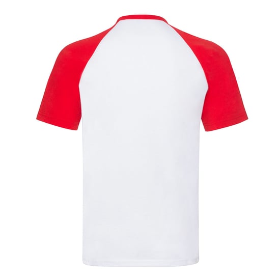Fruit of the Loom Unisex Adult Contrast Panel Baseball T-Shirt (White/Red) - Image 2