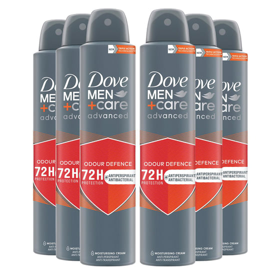 Dove Anti-Perspirant Men+Care Advanced Anti-Bac Odour Defence 72H Deo, 200ml, 6 PacK