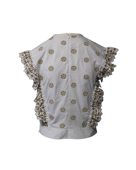 Chloe Broderie Anglaise Crop Top in White Cotton - Image 3