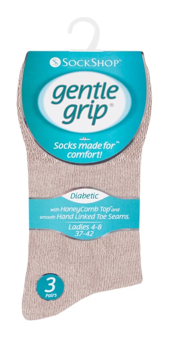 Gentle Grip - 6 Pares de Calcetines Diabéticos de Mujer con Parte Superior de Peine de Miel y Costuras de Puntera Unidas a Mano - Beige - Image 2