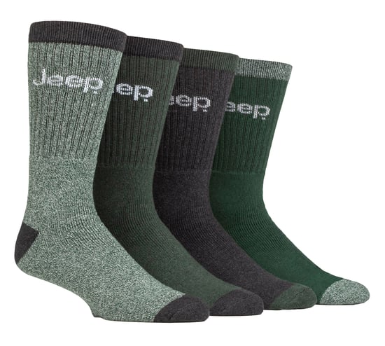 Calcetines de Algodón Reciclado para Hombre | Jeep | 4 Pack Calcetines de Bota Acolchados - Verde / Carbón - Image 1