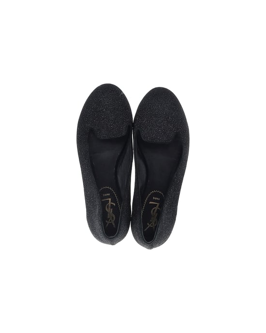 Saint Laurent Shimmering Flats in Black Glitter - Image 6