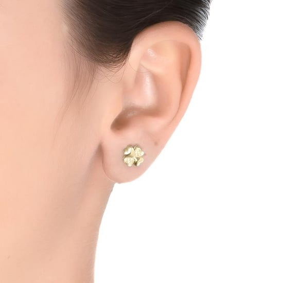 Pendientes Hatua Plata, Oro Amarillo y Cz - Image 2