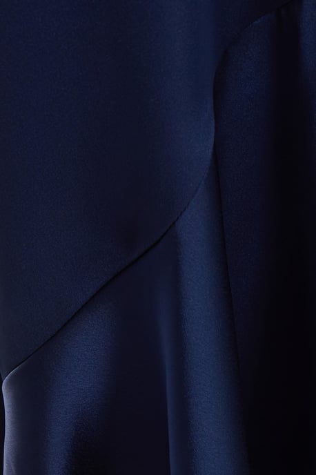 Navy Satin Wrap Maxi Dress