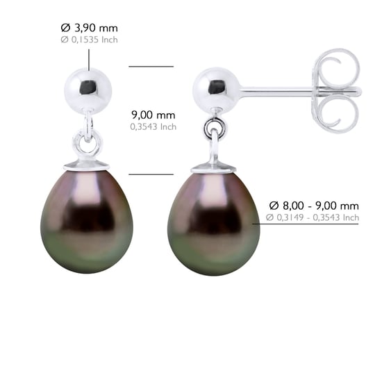 Earrings Real Cultured Tahiti Pearls Pear 8-9 mm - Image 2
