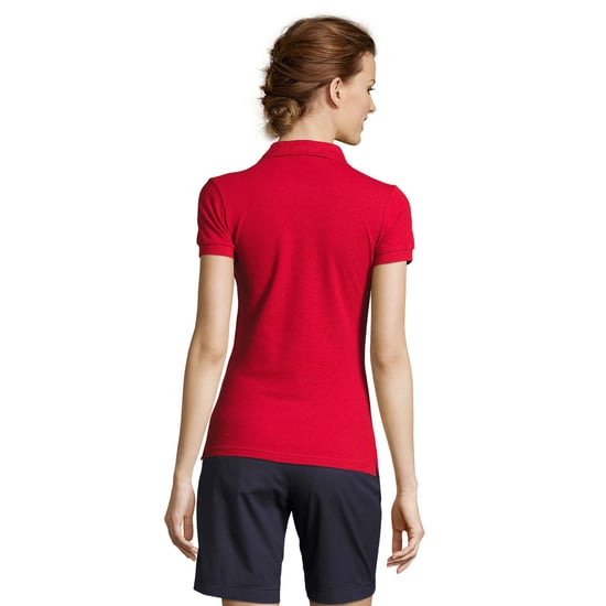 SOLS Womens/Ladies People Pique Short Sleeve Cotton Polo Shirt (Red) - Image 2