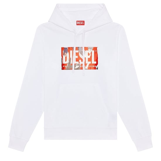 Diesel sudadera con capucha blanca con logo rasgado - Image 1