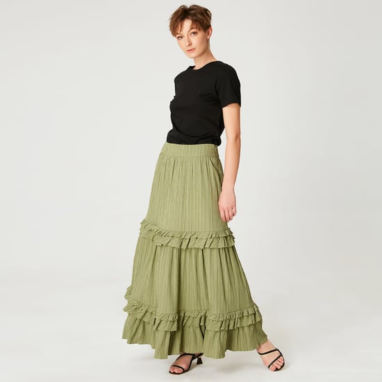Long pleated skirt with tiered ruffles - Image 5