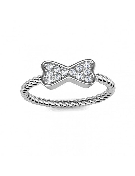 Anillo Cinta Retorcida - Plata y Cristal - Image 3