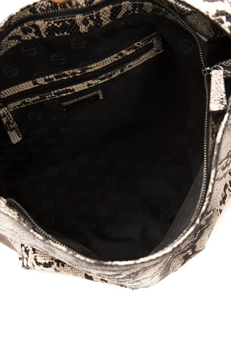 Bolso de Hombro de Cuero Gris para Mujer Pompei Donatella - Image 5