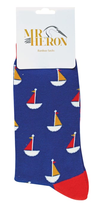 Sr. Garza - Calcetines de bambú para hombres | Calcetines funky de novedad | Calcetines a rayas argyle con patrón | Transpirables y suaves | Regalos para él - Barcos (Marino) - Image 2