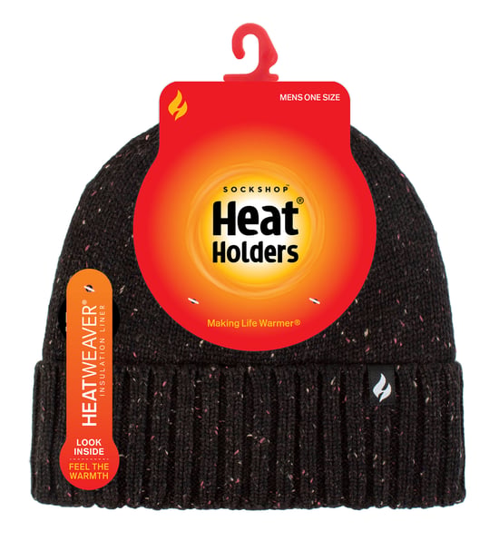 Heat Holders Heatweaver Fleece Lining Beanie | Ribbed Turnover Cuff Marl Winter Hat | Andes Style - Khaki - Image 2