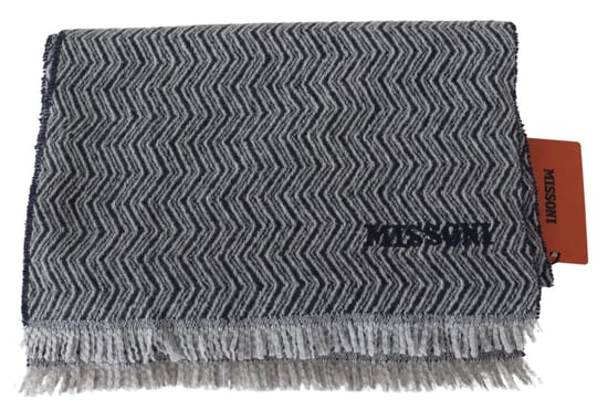Bufanda unisex de cachemira gris con patrón de zigzag de Missoni para hombre - Image 4