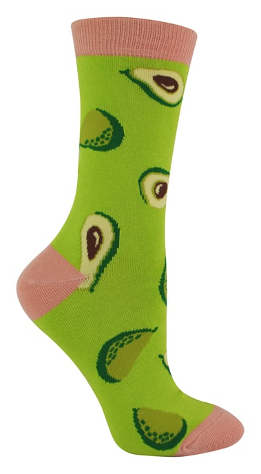 Calcetines de bambú con diseño divertido de sandía, aguacate y limones - Aguacate (Verde) - Image 1