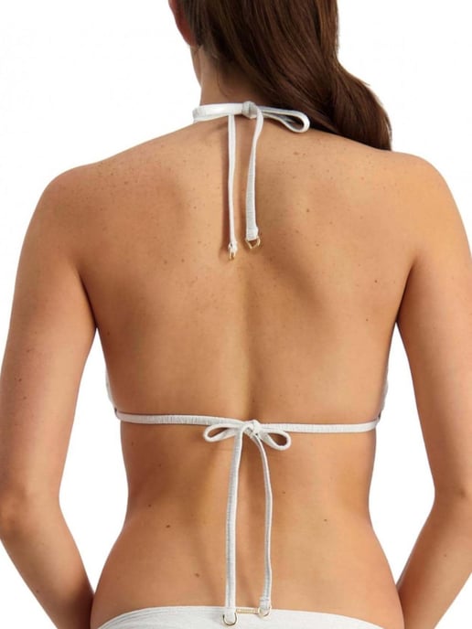 Metallic Chic Triangle Bikini Top White