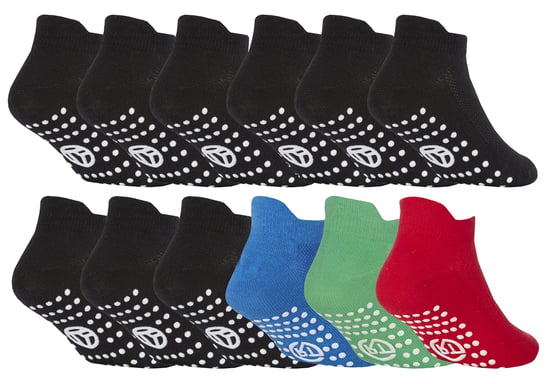 Paquete múltiple de 12 pares de calcetines de algodón para niños con puños de goma - Negro / Verde - Image 1