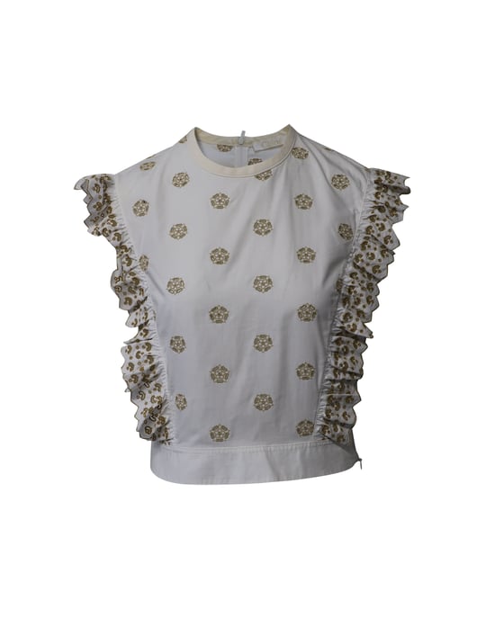 Chloe Broderie Anglaise Crop Top in White Cotton - Image 1