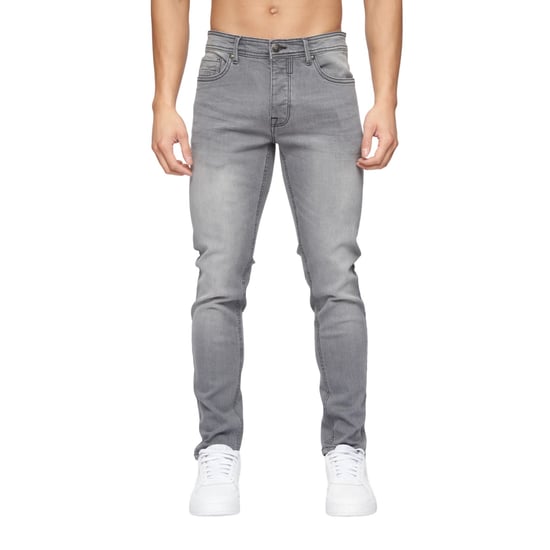 Crosshatch Mens Buraca Denim Slim Jeans (Grey Wash) - Image 1