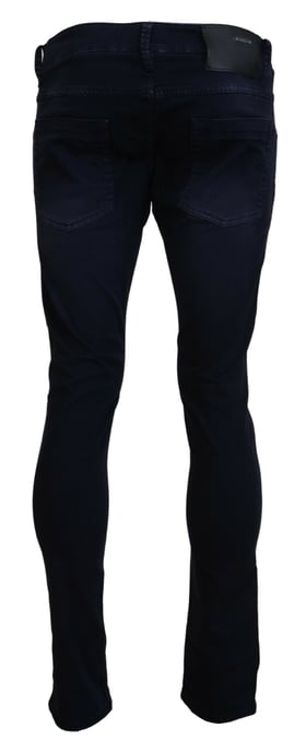 Jeans de denim casual azul de algodón para hombre con corte ajustado y tapered Acht - Image 3