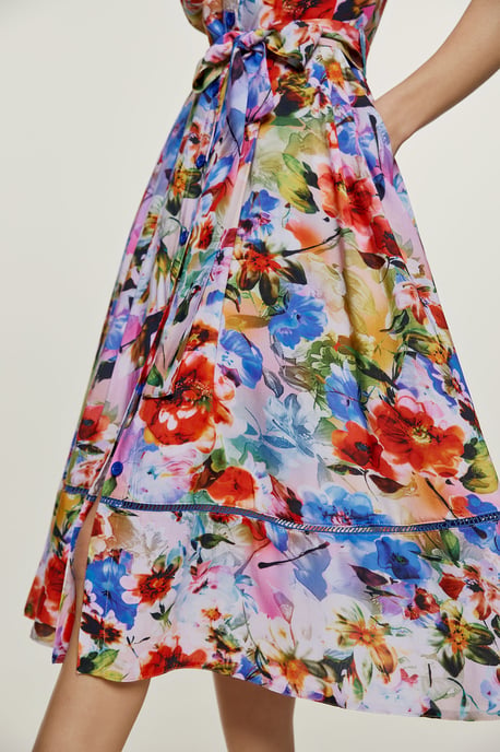 Vestido floral sin mangas con cinturón - Image 5
