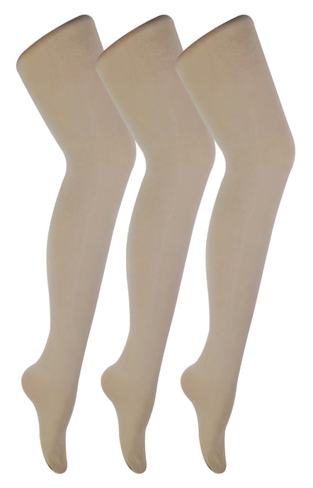 3 Pares de Mallas Opacas de 80 Deniers para Mujer | Sock Snob | Plain Block Colour Tights - Natural - Image 1