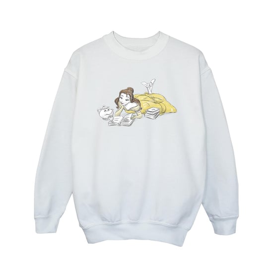 Disney Girls Beauty And The Beast Belle Reading Sweatshirt (White)