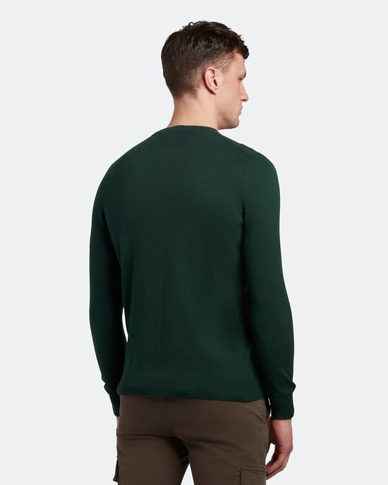 Jersey de Cuello Redondo de Algodón y Merino Lyle & Scott en Verde - Image 3
