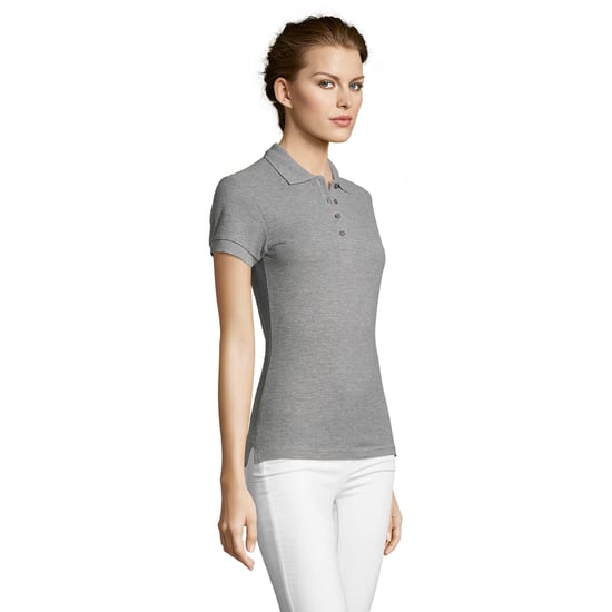 SOLS Womens/Ladies People Pique Short Sleeve Cotton Polo Shirt (Grey Marl) - Image 6