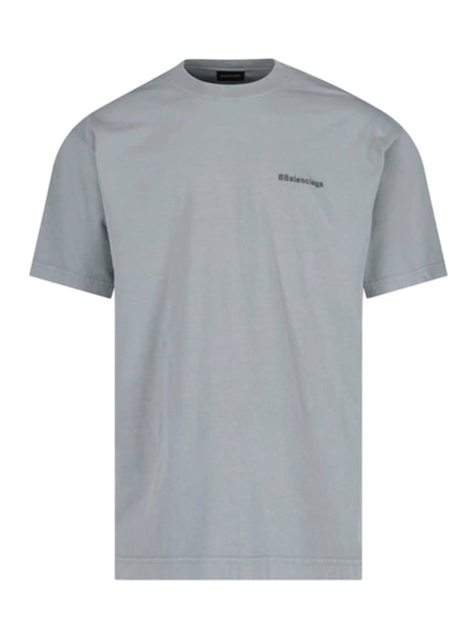 Camiseta extragrande gris con logo BB bordado de Balenciaga - Image 1