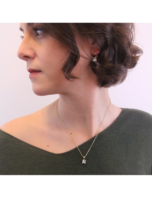 Pendientes Cuadrados - Oro y Cristal - Image 4