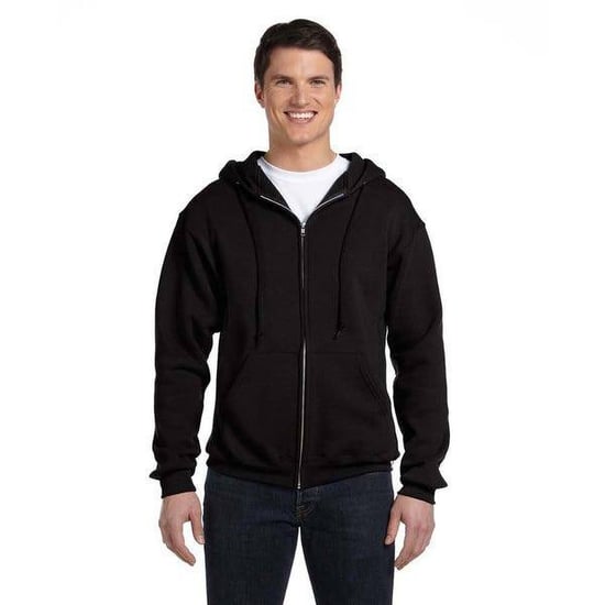 Russell Mens Authentic Full Zip Hooded Sweatshirt / Hoodie (Black) - Image 3
