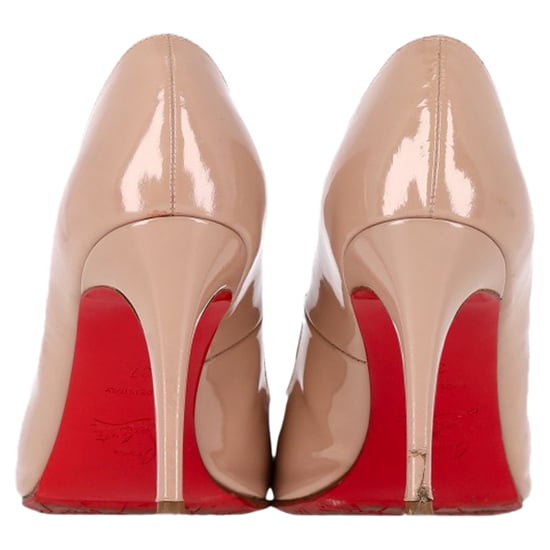 Christian Louboutin Dolly 85 Round Toe Pumps in Nude Patent Leather - Image 5