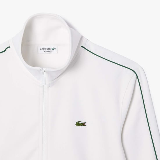Men's Lacoste Paris Piqué Zip Front Track Jacket in Cream