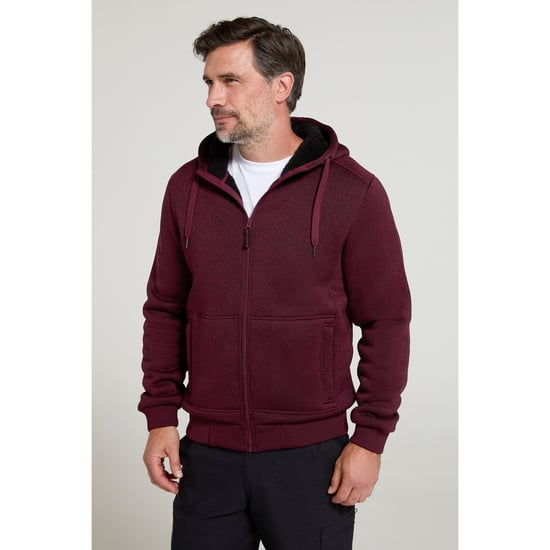 Mountain Warehouse Mens Nevis II Faux Fur Hoodie (Burgundy) - Image 1