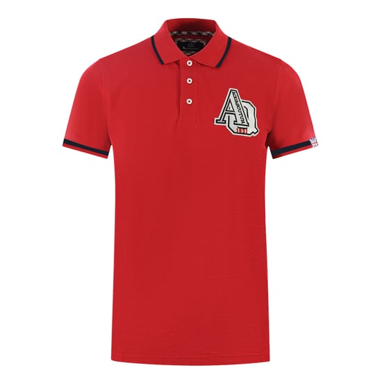 Aquascutum AQ 1851 Polo rojo con ribetes bordados - Image 1