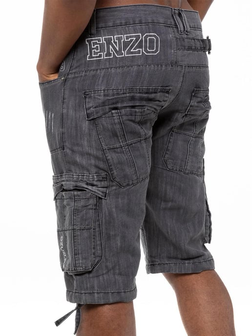 Pantalones cortos vaqueros Enzo Cargo Combat para hombre - Image 4