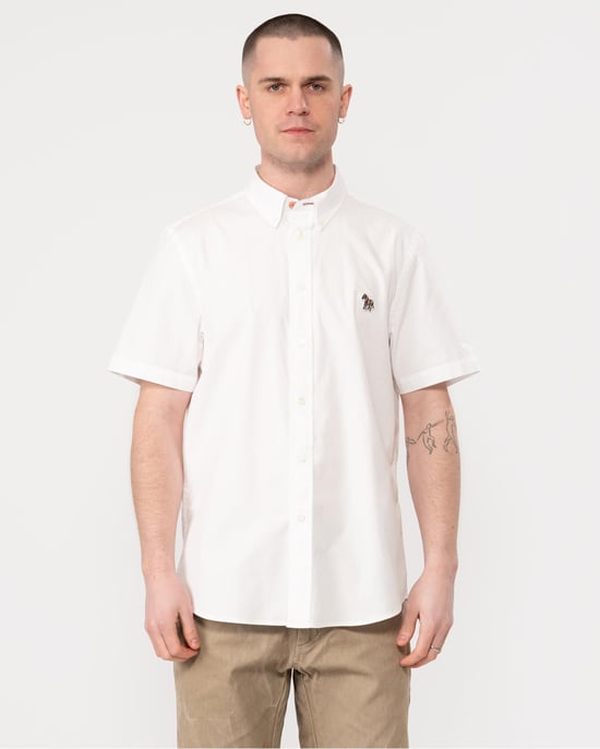 Paul Smith Mens Tailored Fit Short Sleeve Zebra Badge Shirt
