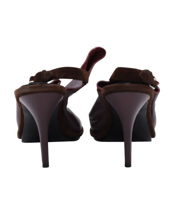 Balenciaga Open Toe Slingback Mules in Burgundy Leather - Image 5