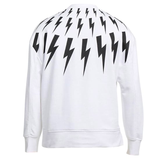 Neil Barrett Fair Isle Thunderbolt sudadera blanca extragrande - Image 2