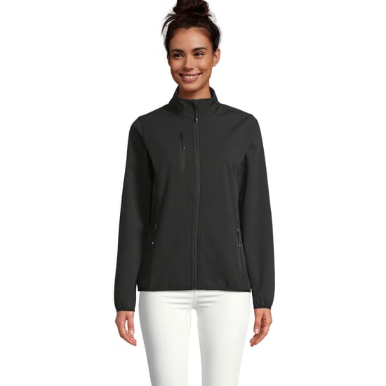 SOLS Womens/Ladies Falcon Zipped Soft Shell Jacket (Black) - Image 1