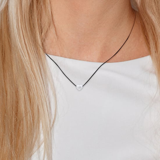 DIADEMA - Necklace - Black Nylon - Heart - Real Diamond
