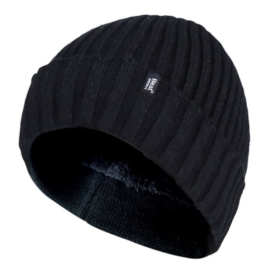 Heat Holders - Gorro térmico de invierno para hombre de punto acanalado con forro polar aislante y puño giratorio - Negro - Image 1