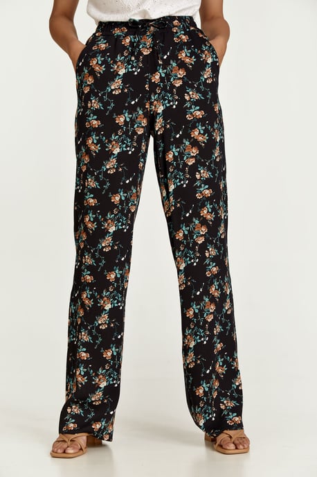 Pantalones anchos con print de flores negros - Image 6