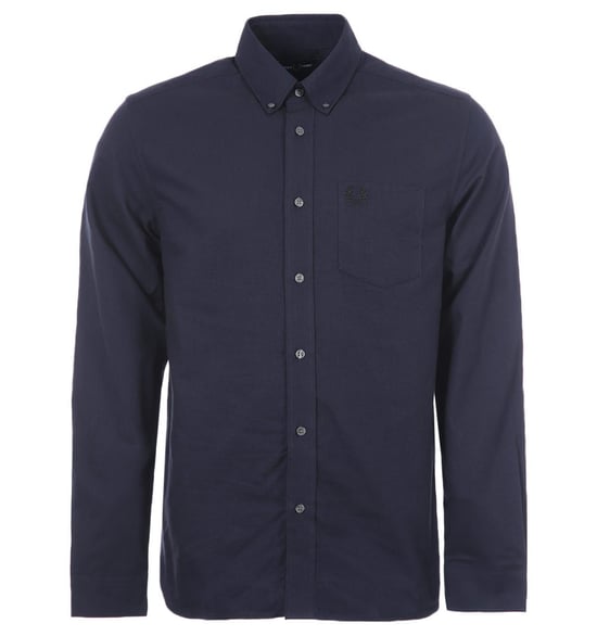 Camisa Oxford de manga larga en azul marino francés con bolsillo con la marca de Fred Perry - Image 1