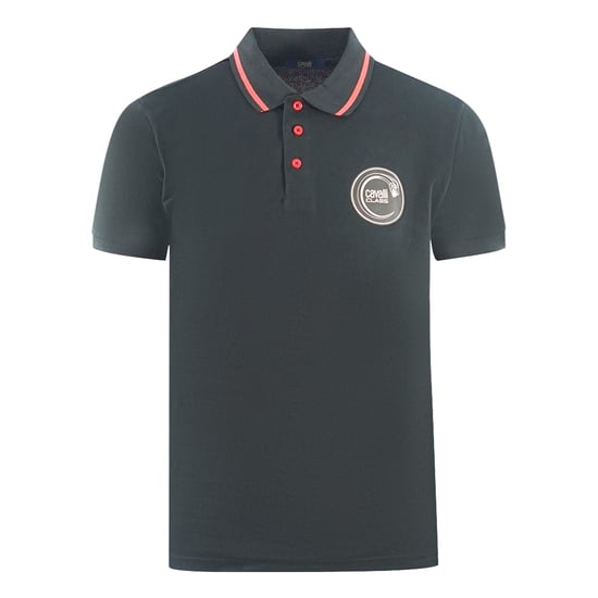 Cavalli Class Polo negro con logo de serpiente circular - Image 1
