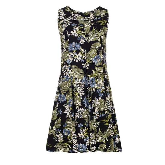 Vestido campana con print de flores verde oliva - Image 2