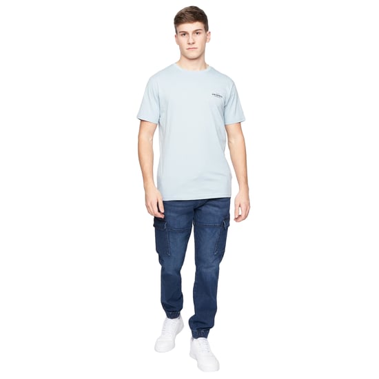 Crosshatch Mens Malimore Cuffed Ankle Cargo Jeans (Dark Wash) - Image 3
