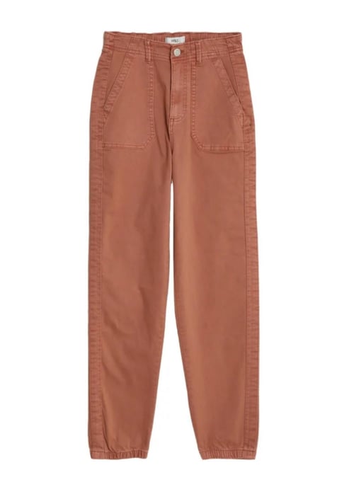 M&S Collection Ladies Cotton Blend Slim Fit Ankle Grazer Joggers Rojo ladrillo - Image 3